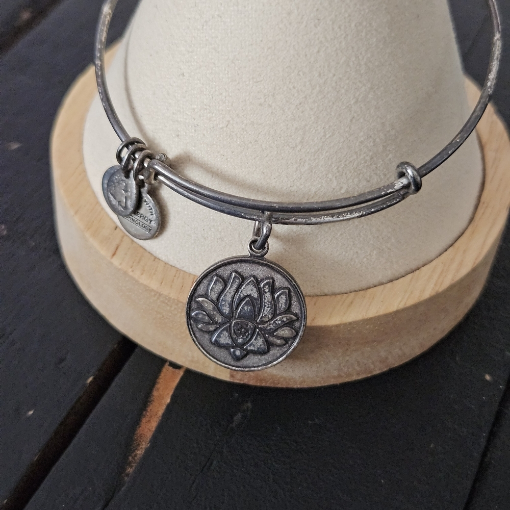 Alex and Ani Silver Lotus Charm Bracelet
